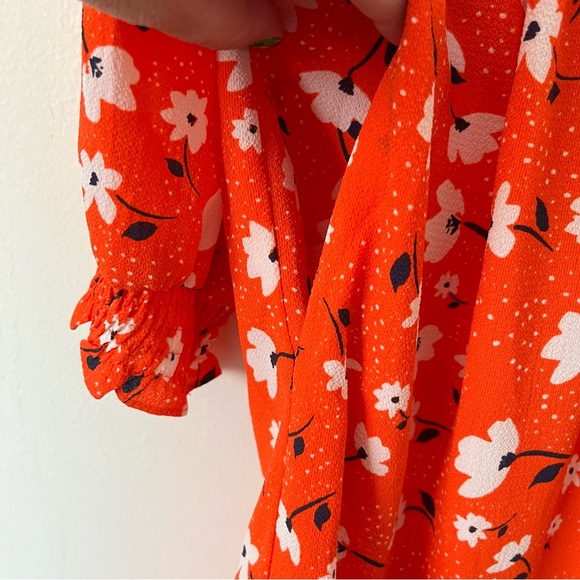 Eliza J v-neck floral long sleeve fit and flare tiered dress - Picture 3 of 8